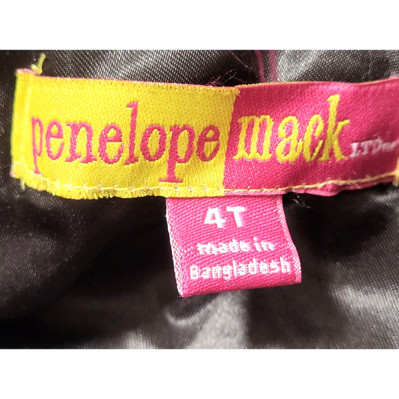 PENELOPE MACK Girls Jacket Size 4T Gray with Gold Polka Dots Pink Bows and Trim - Picture 5 of 7